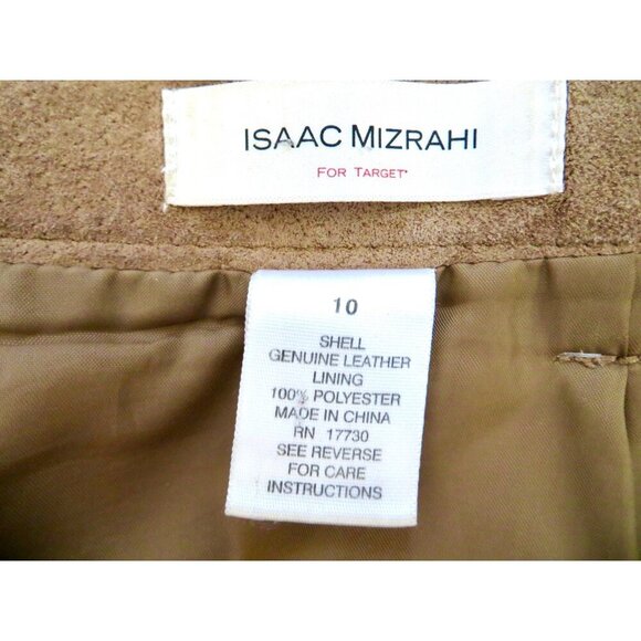 NEW! Isaac Mizrahi For Target 100% Suede Leather Skirt Camel Tan Brown SZ 10 - Picture 5 of 5